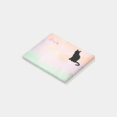 Rosa und grüne schwarze Katze benutzerdefinierten  Post-it Klebezettel (angewinkelt)