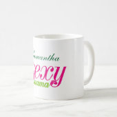 Rosa und grüne Sexy Mama Typografie (editierbar) Kaffeetasse (VorderseiteRechts)