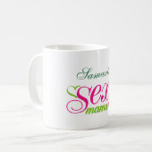 Rosa und grüne Sexy Mama Typografie (editierbar) Kaffeetasse (Vorderseite Links)
