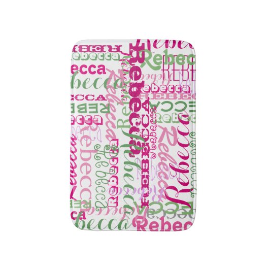 Rosa und grüne Spaß-Namen-Collage ganz über Druck Badematte (Vorderseite Vertikal)
