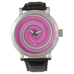 Rosa und grüne Spirale Armbanduhr