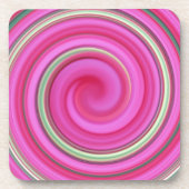 Rosa und grüne Spirale Getränkeuntersetzer (Vorderseite)