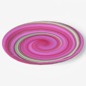 Rosa und grüne Spirale Pappteller (Schrägansicht)