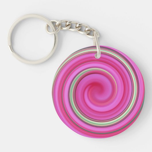 Rosa und grüne Spirale Schlüsselanhänger (Vorderseite)