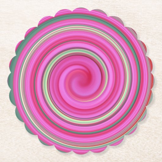 Rosa und grüne Spirale Untersetzer (Vorderseite)