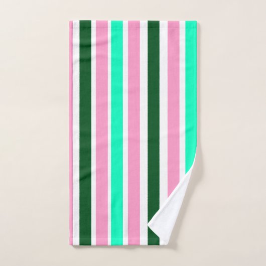 Rosa und grüne Streifen Badhandtuch Set (Handtuch)