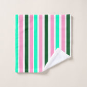Rosa und grüne Streifen Badhandtuch Set (Waschlappen)