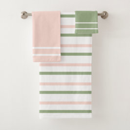Rosa und grüne Streifen Badhandtuch Set