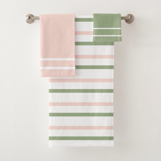 Rosa und grüne Streifen Badhandtuch Set (Insitu)