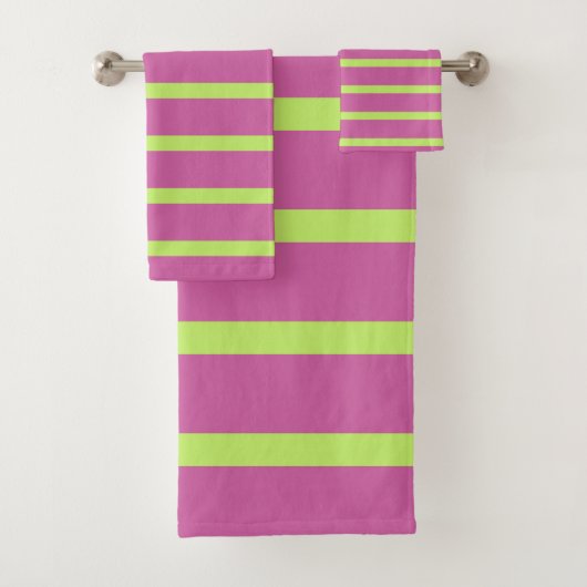 Rosa und grüne Streifen Badhandtuch Set (Insitu)