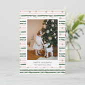 Rosa und grüne Streifen Foto Feiertagskarte (Stehend Vorderseite)