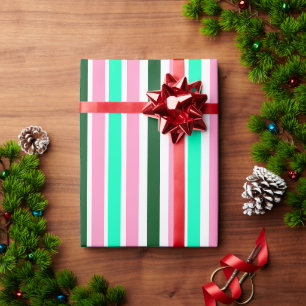 Rosa und grüne Streifen Geschenkpapier