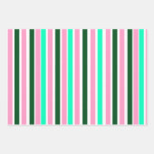 Rosa und grüne Streifen Geschenkpapier Set (Vorderseite 3)