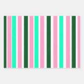 Rosa und grüne Streifen Geschenkpapier Set (Vorderseite 2)