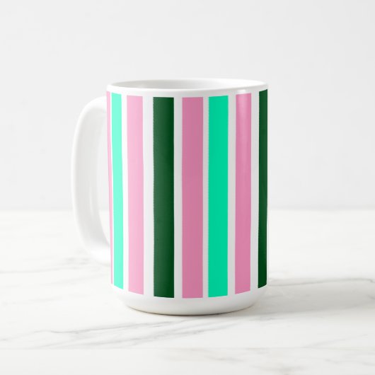 Rosa und grüne Streifen Kaffeetasse (Vorderseite Links)