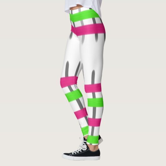 Rosa und grüne Streifen Leggings (Links)