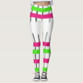 Rosa und grüne Streifen Leggings (Vorderseite)