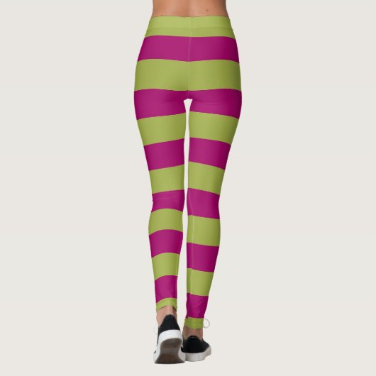 Rosa und grüne Streifen Leggings (Rückseite)
