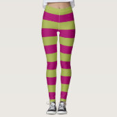 Rosa und grüne Streifen Leggings (Vorderseite)