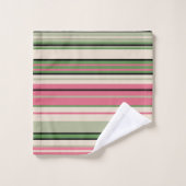 Rosa und grüne Streifen Mitte des Jahrhunderts mod Badhandtuch Set (Waschlappen)