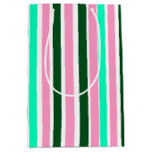 Rosa und grüne Streifen Mittlere Geschenktüte (Vorderseite)