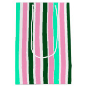 Rosa und grüne Streifen Mittlere Geschenktüte (Rückseite)