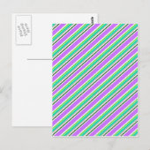 Rosa und grüne Streifen Postkarte (Vorne/Hinten)