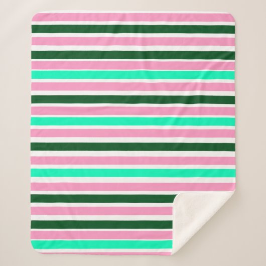 Rosa und grüne Streifen Sherpadecke (Vorderseite)