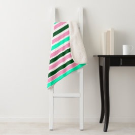 Rosa und grüne Streifen Sherpadecke