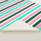 Rosa und grüne Streifen Sherpadecke (3/4)