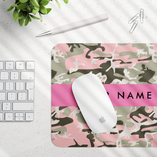 Rosa und grüne Tarnung Ihren Namen personalisieren Mousepad
