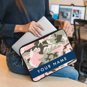 Rosa und grüne Tarnung Personalisieren Sie Ihren N Laptopschutzhülle