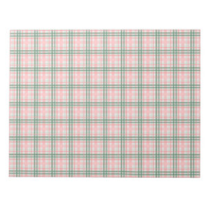 Rosa und grüne Tartan-Weihnachtskarten-Umschlag Notizblock