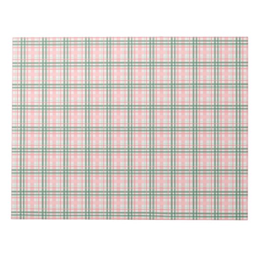 Rosa und grüne Tartan-Weihnachtskarten-Umschlag Notizblock (Vorderseite)