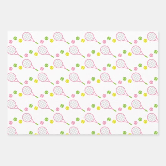 Rosa und grüne Tennisschläger Geschenkpapier Set (Vorderseite 2)