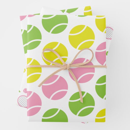 Rosa und grüne Tennisschläger Geschenkpapier Set (Beispiel)