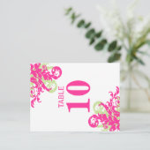 Rosa und grüne Tischnummer Karten (Stehend Vorderseite)