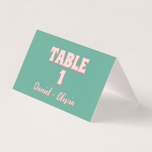 Rosa und grüne Tischnummern für Hochzeiten (Vorderseite)