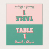 Rosa und grüne Tischnummern für Hochzeiten (Außenseite Aufgefaltet)