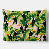 Rosa und grüne Toucan Birds Toilettenbeutel Zubehörtasche (Rückseite)