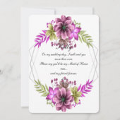 Rosa und grüne Trauzeugin Einladung (Vorderseite)