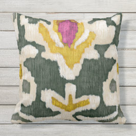 Rosa und grüne Tribal Ikat Kissen