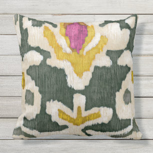 Rosa und grüne Tribal Ikat Kissen