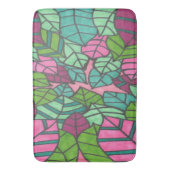 Rosa und grüne tropische Blätter Badematte (Vorderseite Vertikal)