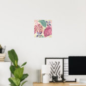 Rosa und grüne tropische Blätter, Blumen. Poster (Heimbüro)