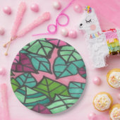 Rosa und grüne tropische Blätter drucken Pappteller (Party)