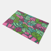 Rosa und grüne tropische Blätter Fußmatte (Schrägansicht)