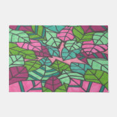 Rosa und grüne tropische Blätter Fußmatte (Vorderseite)