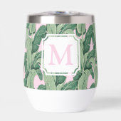 Rosa und grüne tropische Blätter | Monogramm Caban (Vorderseite)