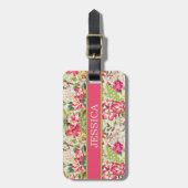 Rosa und grüne tropische Flora Gepäckanhänger (Vorderseite vertikal)